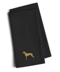 Pharaoh Hound Black Embroidered Towel Set of 2 Decorative Bathroom Guest Hand Towel for Hand, Face, Tea, Dishcloth, 19 X 25, Black