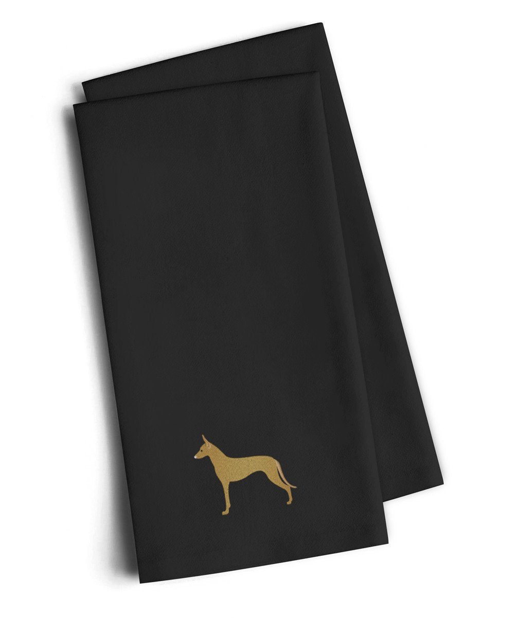 Pharaoh Hound Black Embroidered Towel Set of 2 Decorative Bathroom Guest Hand Towel for Hand, Face, Tea, Dishcloth, 19 X 25, Black