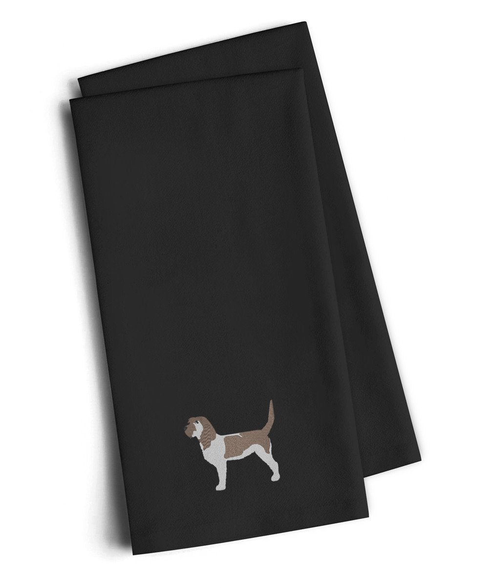 Grand Basset Griffon Vendeen Black Embroidered Towel Set of 2 Decorative Bathroom Guest Hand Towel for Hand, Face, Tea, Dishcloth, 19 X 25, Black
