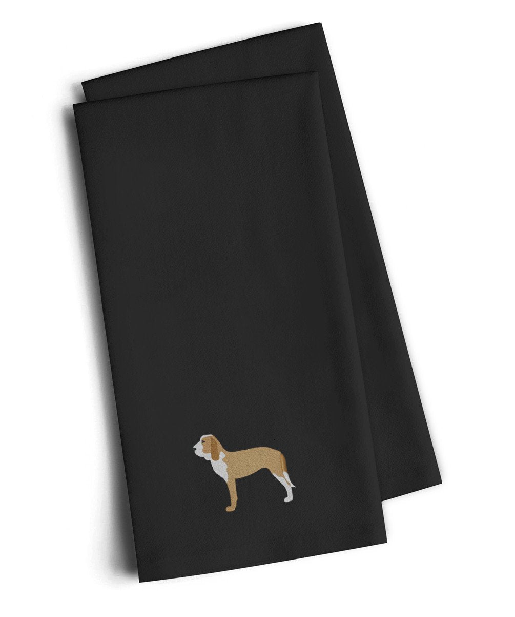 Spanish Hound Black Embroidered Towel Set of 2 Decorative Bathroom Guest Hand Towel for Hand, Face, Tea, Dishcloth, 19 X 25, Black