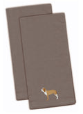 Spanish Hound Gray Embroidered Towel Set of 2