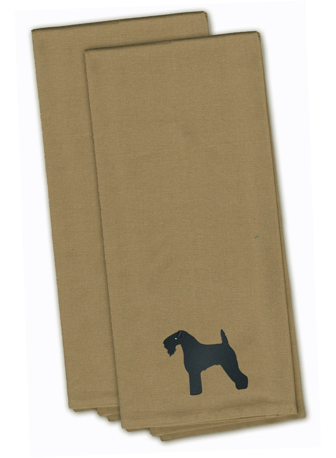 Kerry Blue Terrier Tan Embroidered Towel Set of 2 Decorative Bathroom Guest Hand Towel for Hand, Face, Tea, Dishcloth, 19 X 25, Tan