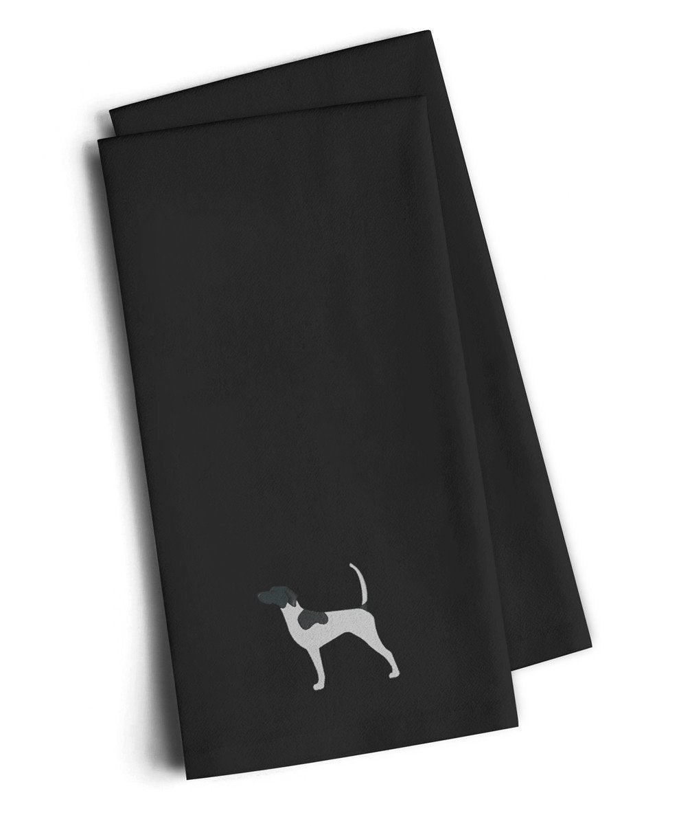 English Pointer Black Embroidered Towel Set of 2 Decorative Bathroom Guest Hand Towel for Hand, Face, Tea, Dishcloth, 19 X 25, Black
