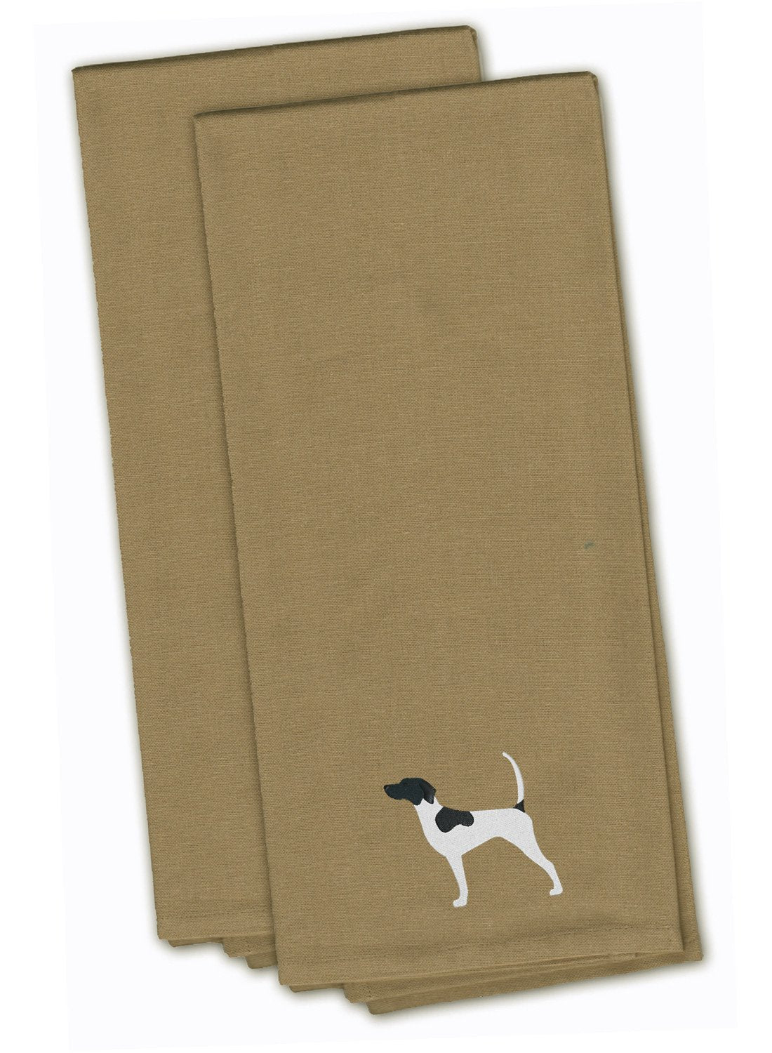 English Pointer Tan Embroidered Towel Set of 2 Decorative Bathroom Guest Hand Towel for Hand, Face, Tea, Dishcloth, 19 X 25, Tan