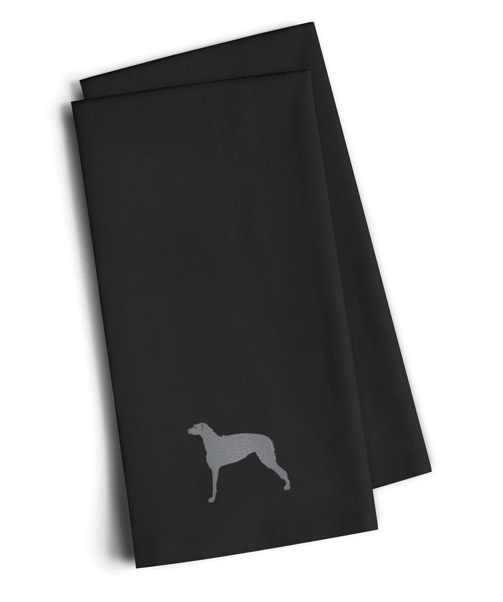 Scottish Deerhound Black Embroidered Towel Set of 2 Decorative Bathroom Guest Hand Towel for Hand, Face, Tea, Dishcloth, 19 X 25, Black