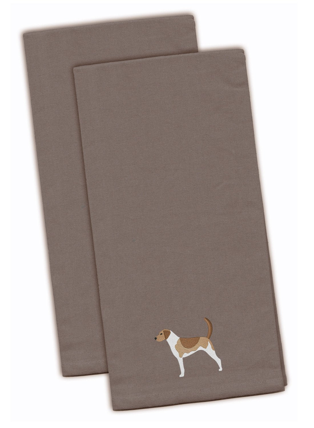 American Foxhound Gray Embroidered Towel Set of 2