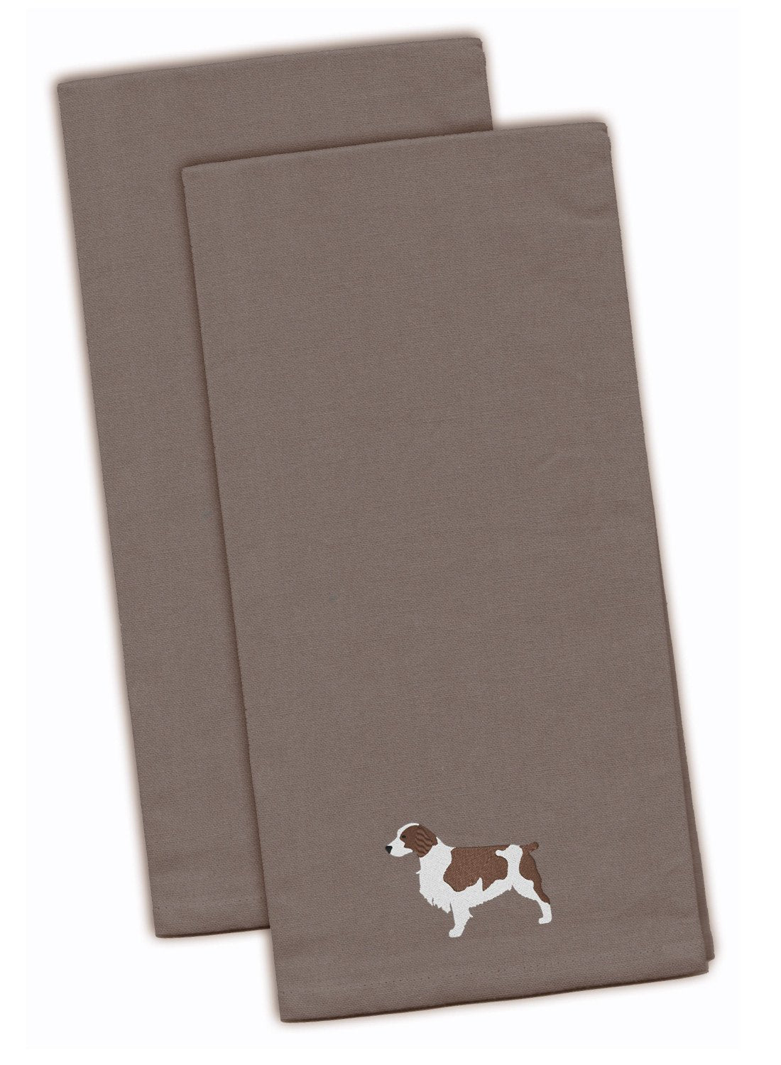 Welsh Springer Spaniel Gray Embroidered Towel Set of 2