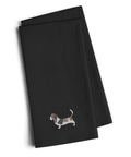 Basset Hound Black Embroidered Towel Set of 2 Decorative Bathroom Guest Hand Towel for Hand, Face, Tea, Dishcloth, 19 X 25, Black
