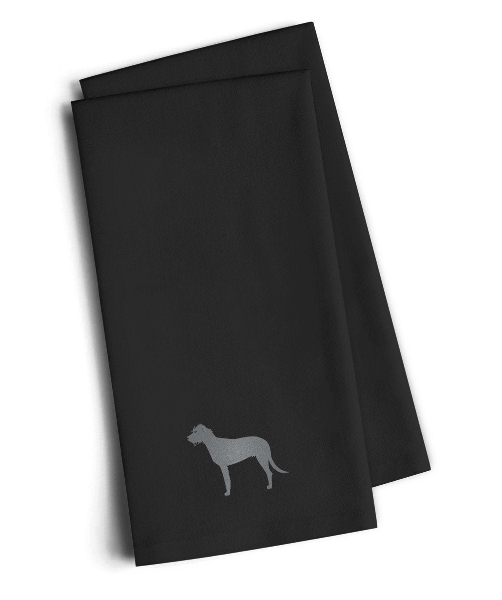 Irish Wolfhound Black Embroidered Towel Set of 2 Decorative Bathroom Guest Hand Towel for Hand, Face, Tea, Dishcloth, 19 X 25, Black
