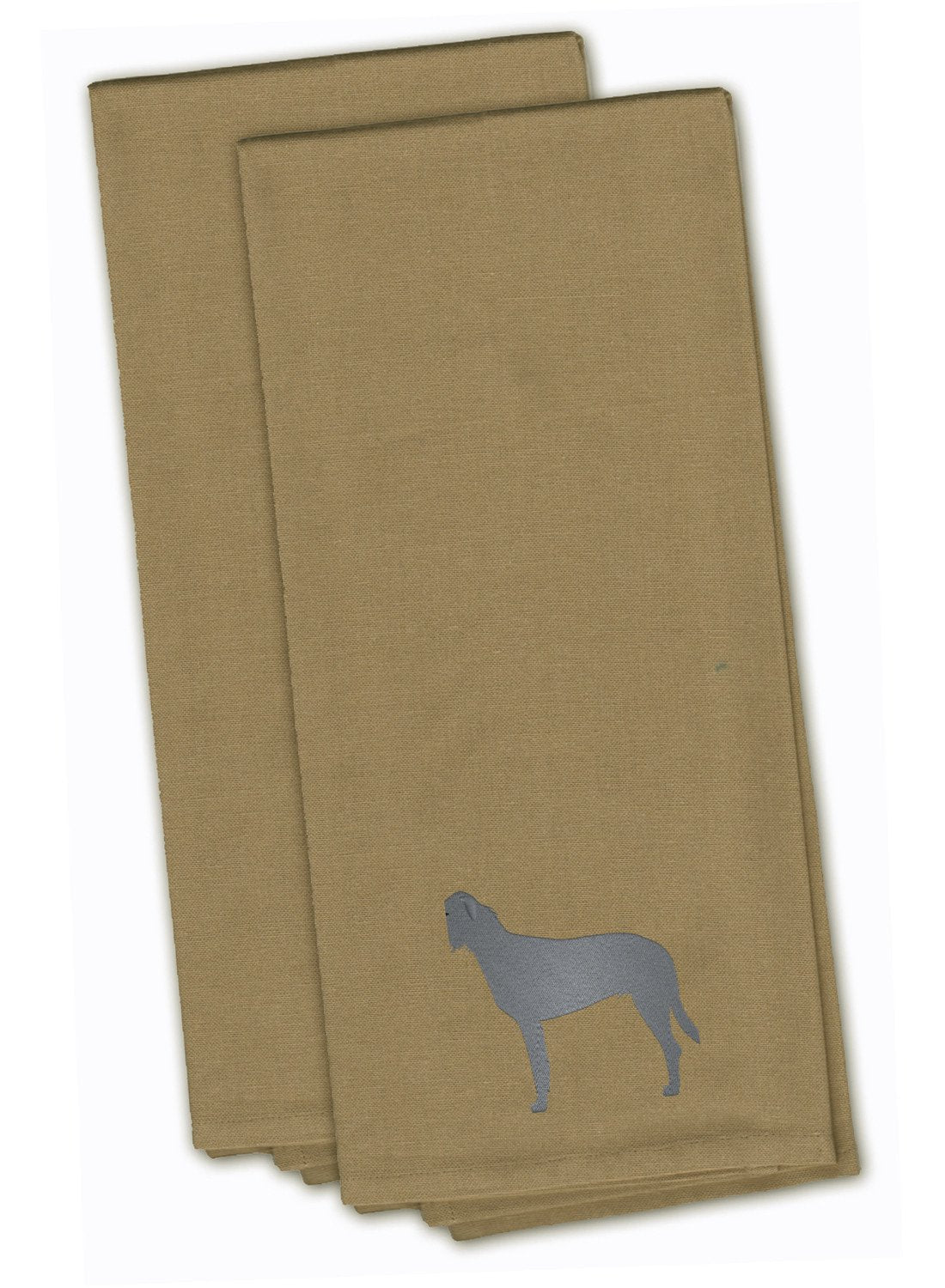 Irish Wolfhound Tan Embroidered Towel Set of 2 Decorative Bathroom Guest Hand Towel for Hand, Face, Tea, Dishcloth, 19 X 25, Tan