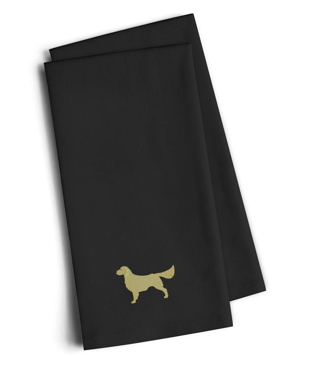 Golden Retriever Black Embroidered Towel Set of 2 Decorative Bathroom Guest Hand Towel for Hand, Face, Tea, Dishcloth, 19 X 25, Black