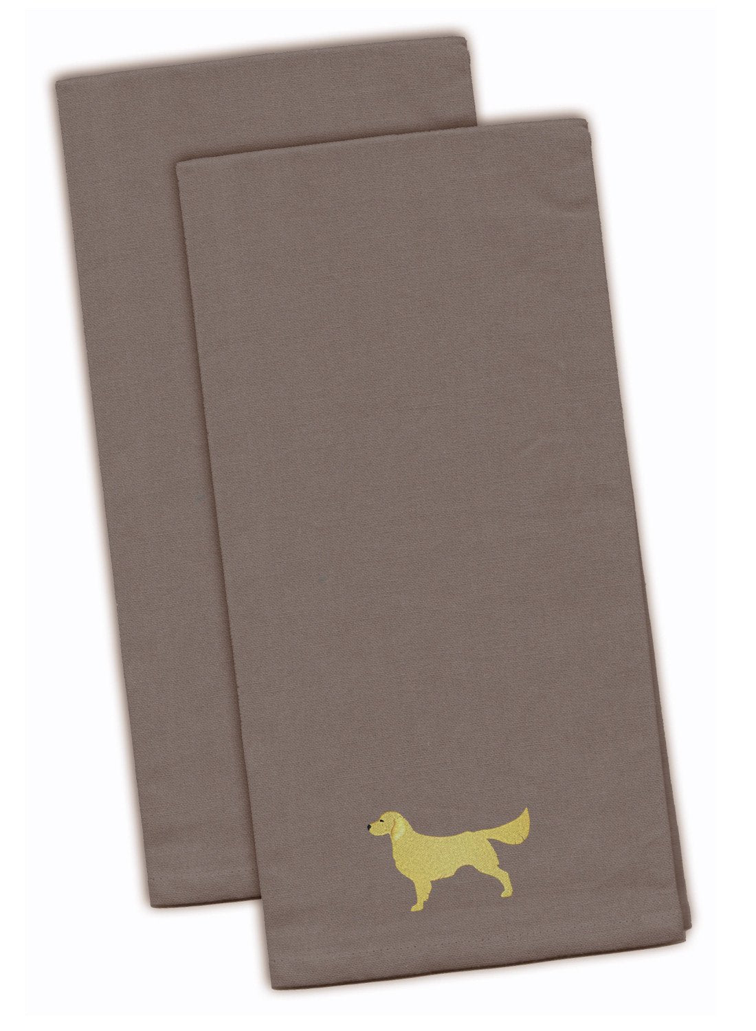 Golden Retriever Gray Embroidered Towel Set of 2