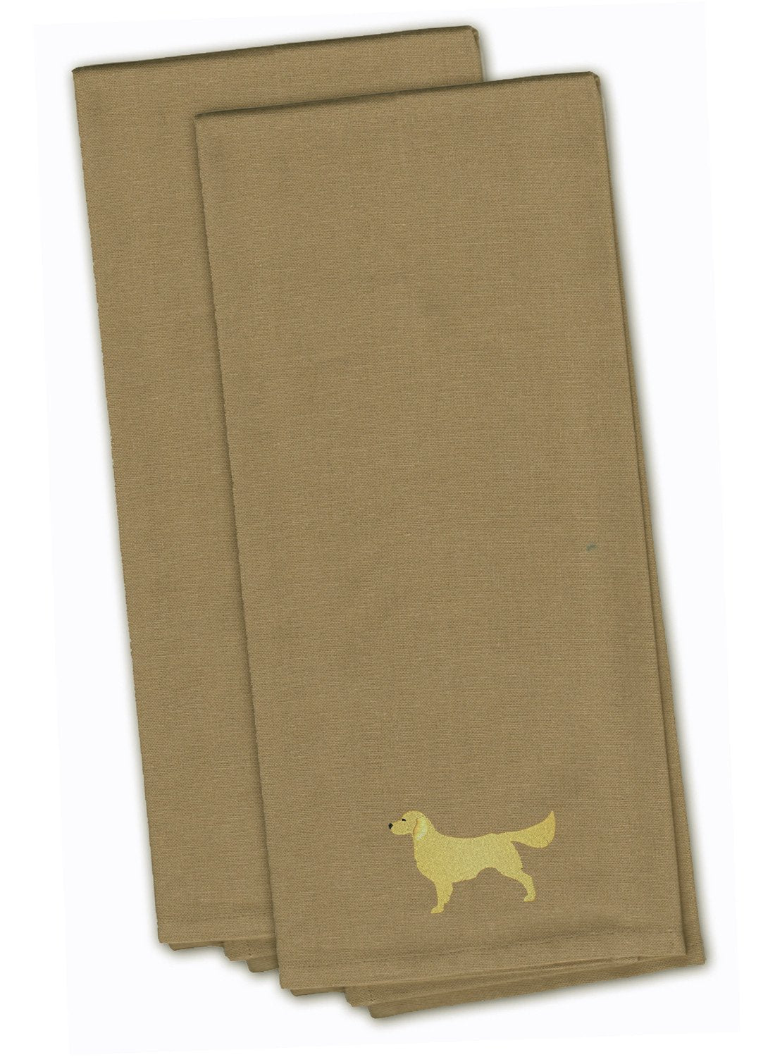 Golden Retriever Tan Embroidered Towel Set of 2 Decorative Bathroom Guest Hand Towel for Hand, Face, Tea, Dishcloth, 19 X 25, Tan