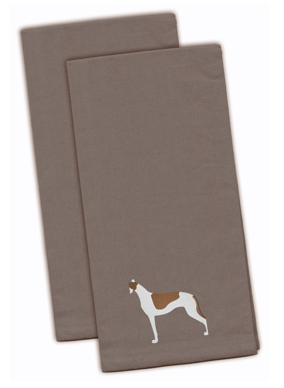 Greyhound Gray Embroidered Towel Set of 2