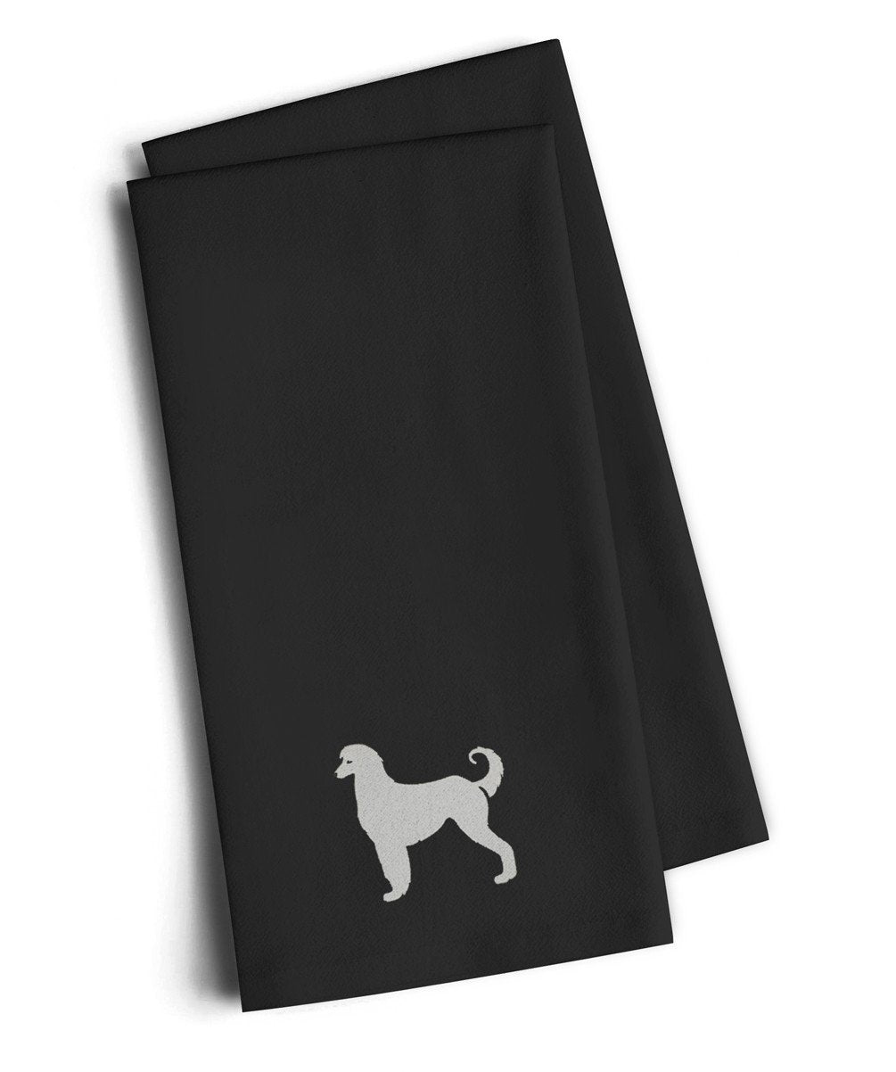 Afghan Hound Black Embroidered Towel Set of 2 Decorative Bathroom Guest Hand Towel for Hand, Face, Tea, Dishcloth, 19 X 25, Black