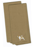 Jack Russell Terrier Tan Embroidered Towel Set of 2 Decorative Bathroom Guest Hand Towel for Hand, Face, Tea, Dishcloth, 19 X 25, Tan