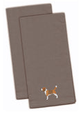Beagle Gray Embroidered Towel Set of 2