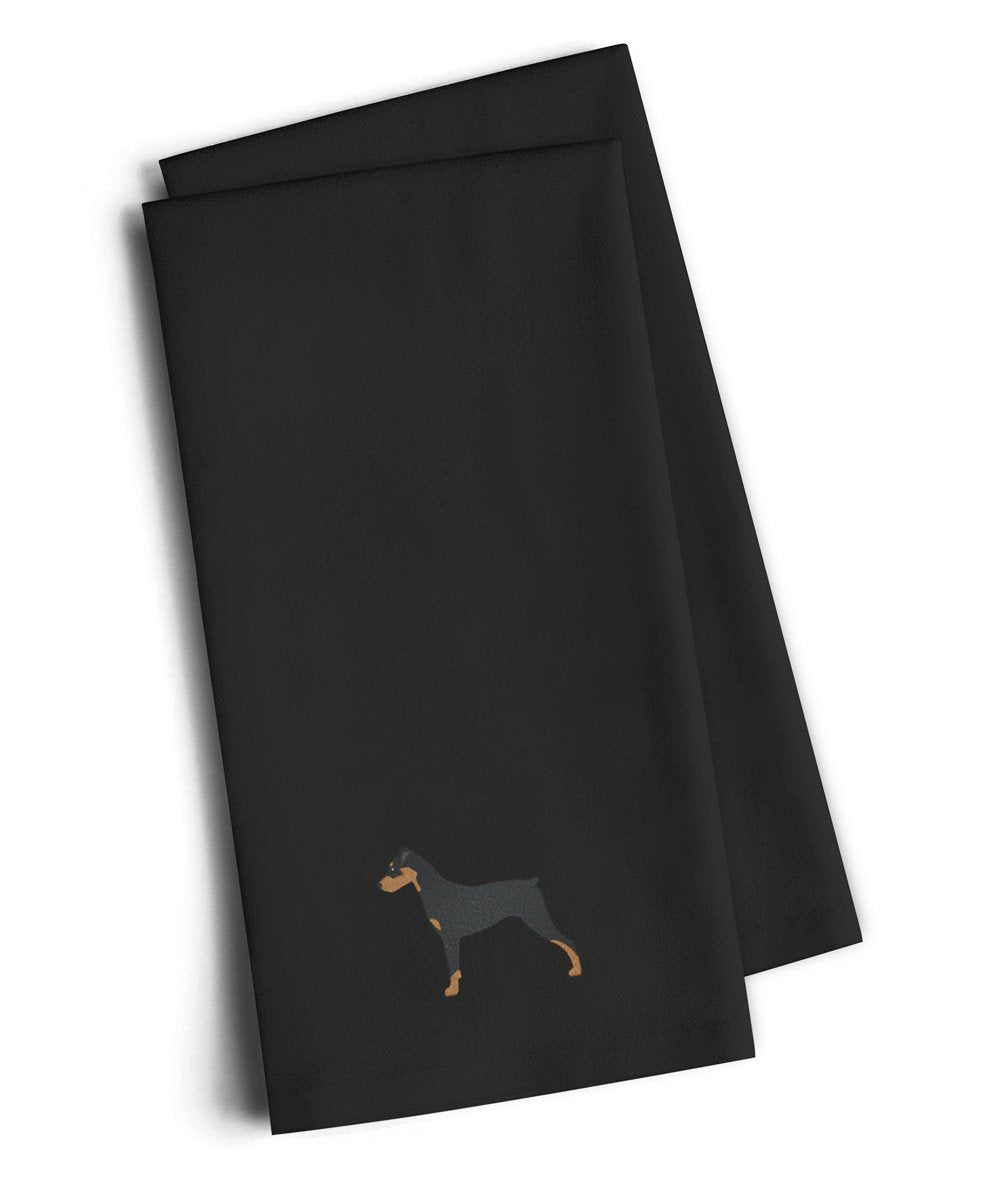 German Pinscher Black Embroidered Towel Set of 2 Decorative Bathroom Guest Hand Towel for Hand, Face, Tea, Dishcloth, 19 X 25, Black