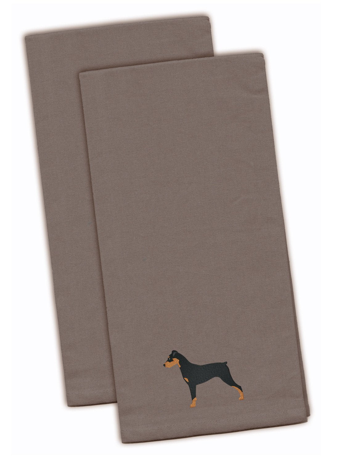 German Pinscher Gray Embroidered Towel Set of 2