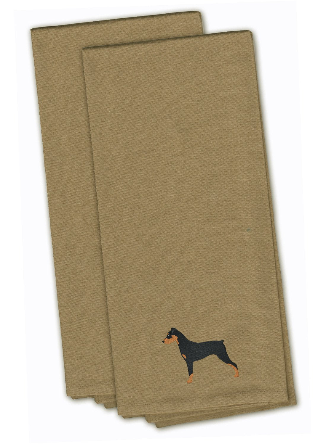 German Pinscher Tan Embroidered Towel Set of 2 Decorative Bathroom Guest Hand Towel for Hand, Face, Tea, Dishcloth, 19 X 25, Tan