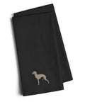 Italian Greyhound Black Embroidered Towel Set of 2 Decorative Bathroom Guest Hand Towel for Hand, Face, Tea, Dishcloth, 19 X 25, Black