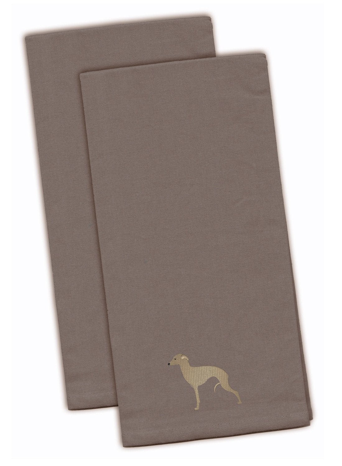 Italian Greyhound Gray Embroidered Towel Set of 2