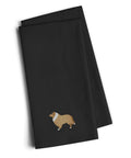 Collie Black Embroidered Towel Set of 2 Decorative Bathroom Guest Hand Towel for Hand, Face, Tea, Dishcloth, 19 X 25, Black
