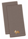 Collie Gray Embroidered Towel Set of 2