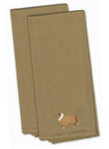Collie Tan Embroidered Towel Set of 2 Decorative Bathroom Guest Hand Towel for Hand, Face, Tea, Dishcloth, 19 X 25, Tan