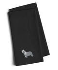 Bearded Collie Black Embroidered Towel Set of 2 Decorative Bathroom Guest Hand Towel for Hand, Face, Tea, Dishcloth, 19 X 25, Black