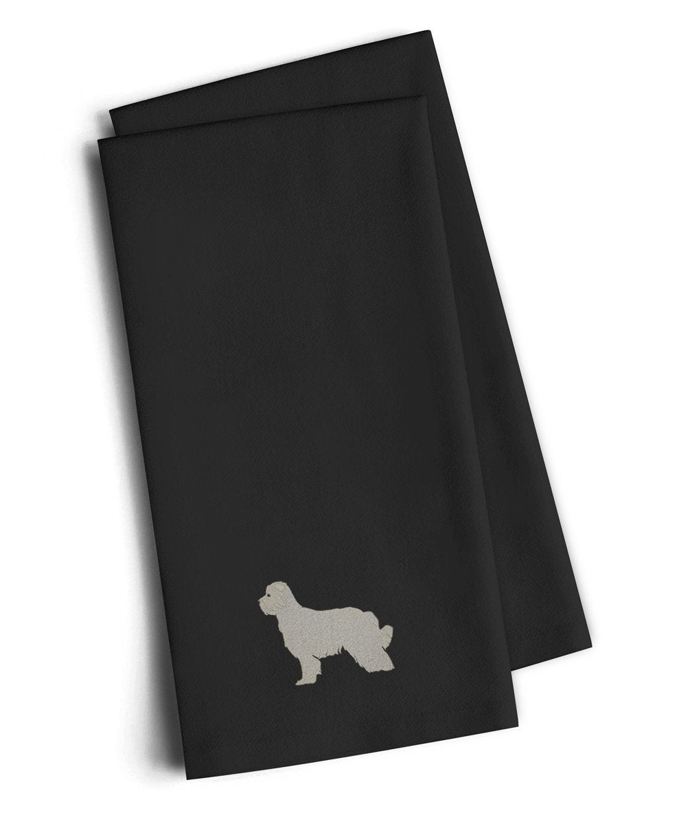 Pyrenean Shepherd Black Embroidered Towel Set of 2 Decorative Bathroom Guest Hand Towel for Hand, Face, Tea, Dishcloth, 19 X 25, Black