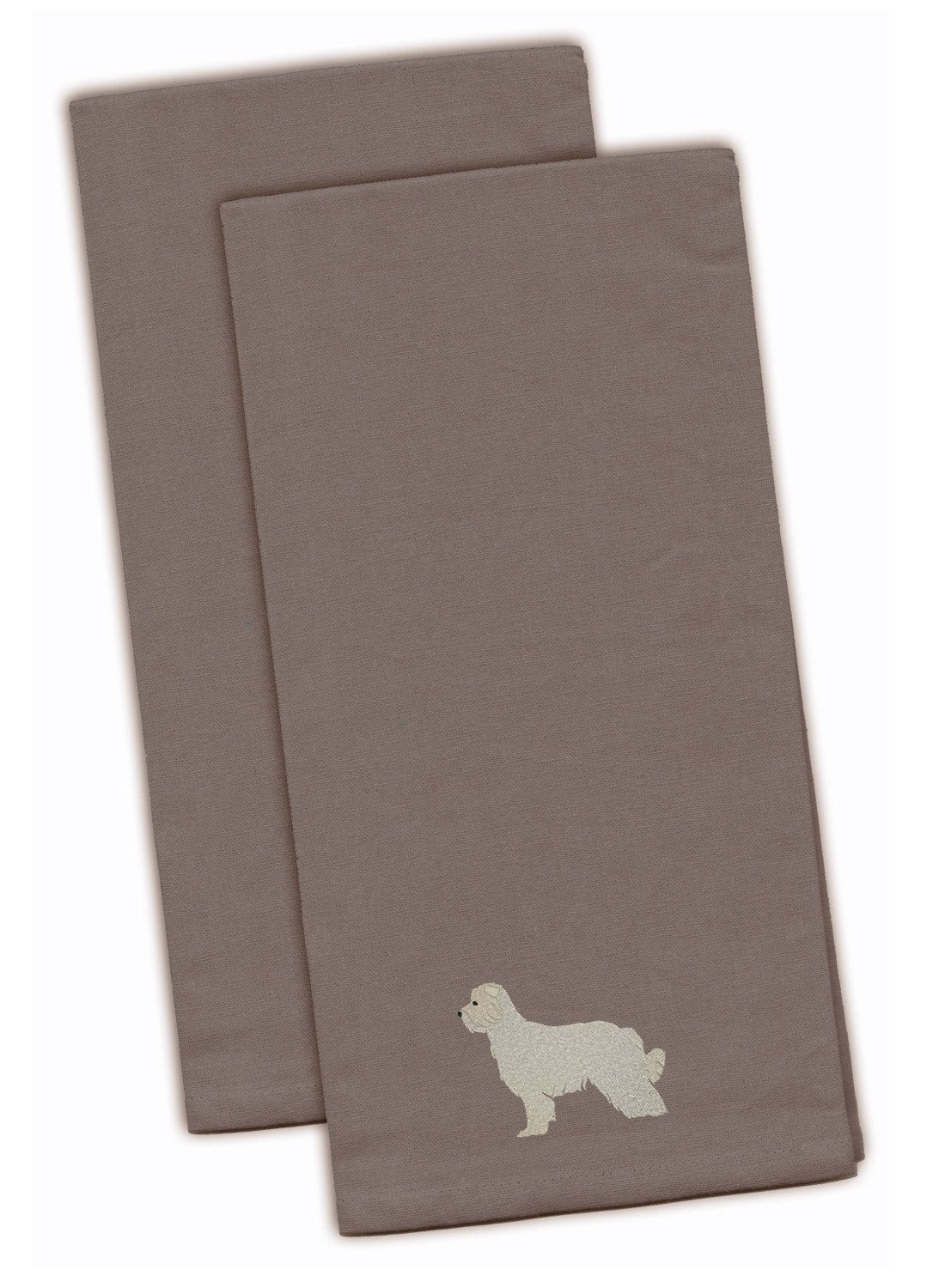 Pyrenean Shepherd Gray Embroidered Towel Set of 2