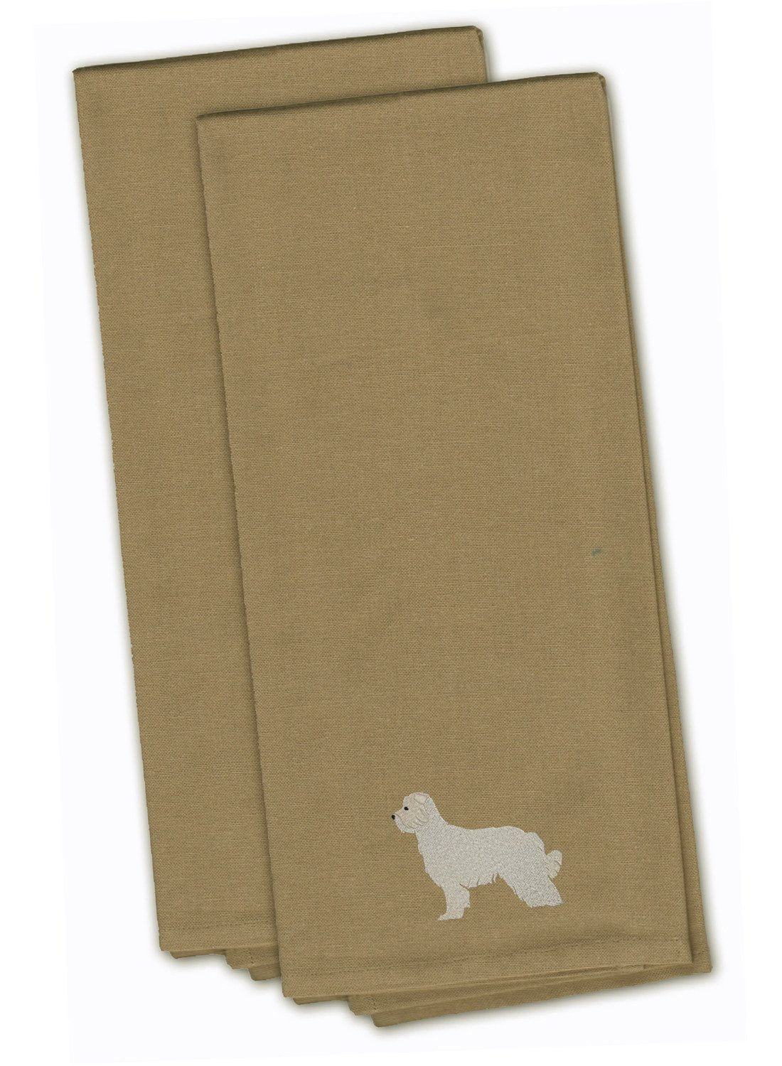 Pyrenean Shepherd Tan Embroidered Towel Set of 2 Decorative Bathroom Guest Hand Towel for Hand, Face, Tea, Dishcloth, 19 X 25, Tan