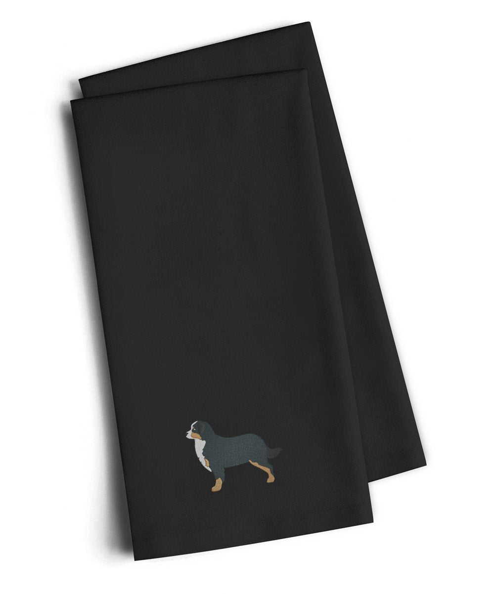 Bernese Mountain Dog Black Embroidered Towel Set of 2 Decorative Bathroom Guest Hand Towel for Hand, Face, Tea, Dishcloth, 19 X 25, Black