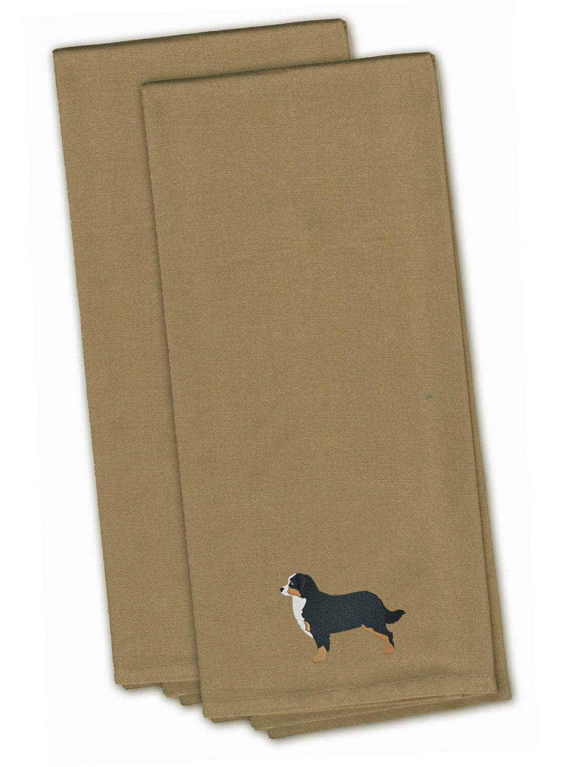 Bernese Mountain Dog Tan Embroidered Towel Set of 2 Decorative Bathroom Guest Hand Towel for Hand, Face, Tea, Dishcloth, 19 X 25, Tan