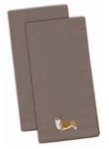 Corgi Gray Embroidered Towel Set of 2