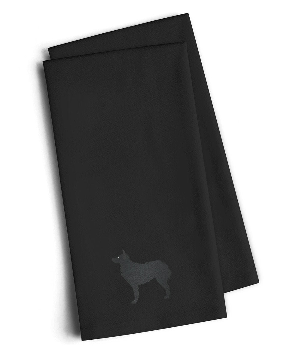 Croatian Sheepdog Black Embroidered Towel Set of 2 Decorative Bathroom Guest Hand Towel for Hand, Face, Tea, Dishcloth, 19 X 25, Black