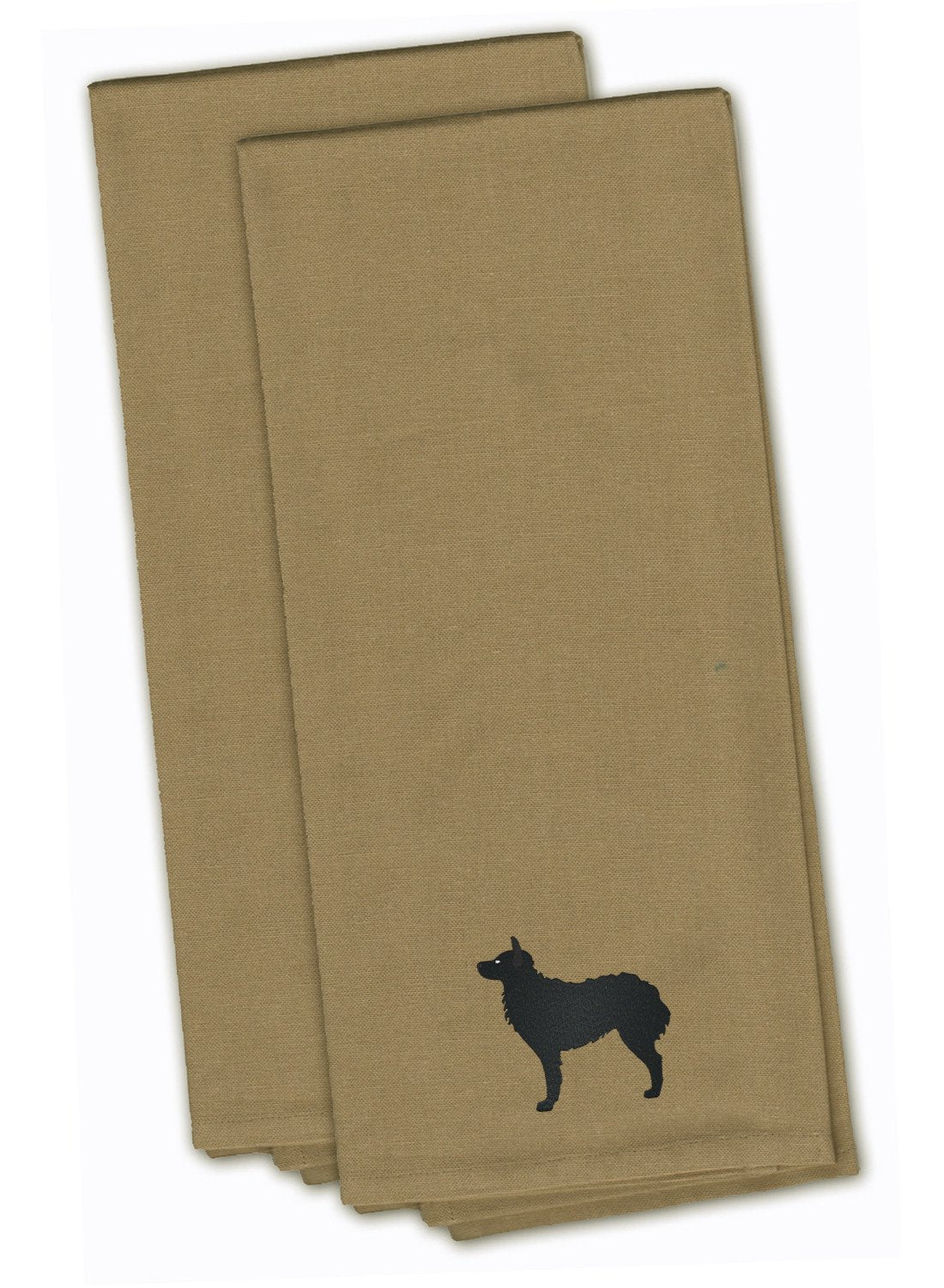 Croatian Sheepdog Tan Embroidered Towel Set of 2 Decorative Bathroom Guest Hand Towel for Hand, Face, Tea, Dishcloth, 19 X 25, Tan
