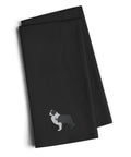Black Border Collie Black Embroidered Towel Set of 2 Decorative Bathroom Guest Hand Towel for Hand, Face, Tea, Dishcloth, 19 X 25, Black