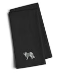 Caucasian Shepherd Dog Black Embroidered Towel Set of 2 Decorative Bathroom Guest Hand Towel for Hand, Face, Tea, Dishcloth, 19 X 25, Black