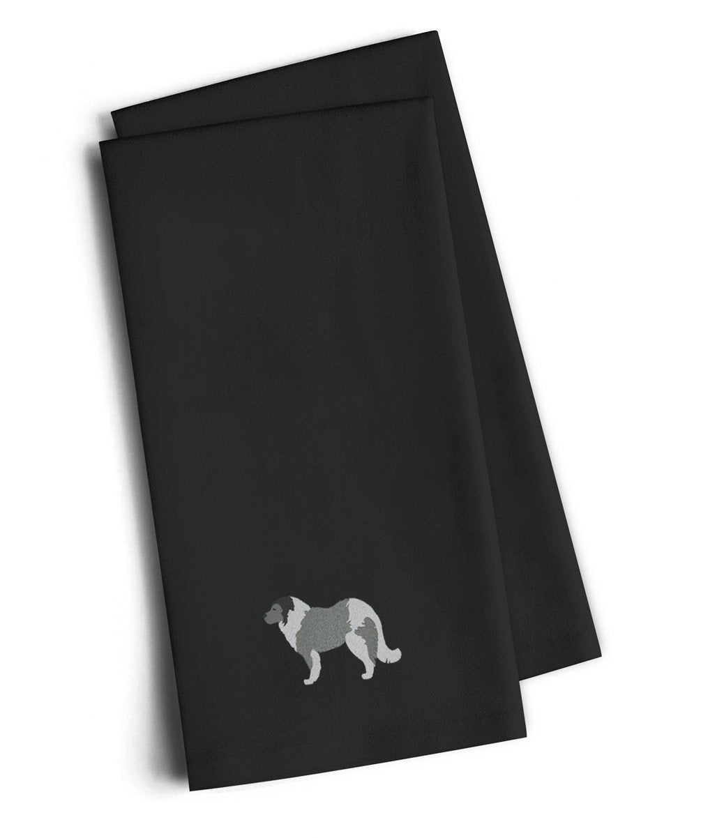 Caucasian Shepherd Dog Black Embroidered Towel Set of 2 Decorative Bathroom Guest Hand Towel for Hand, Face, Tea, Dishcloth, 19 X 25, Black
