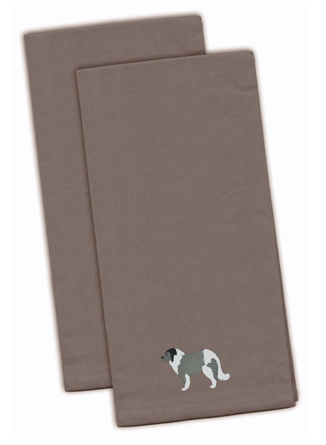 Caucasian Shepherd Dog Gray Embroidered Towel Set of 2
