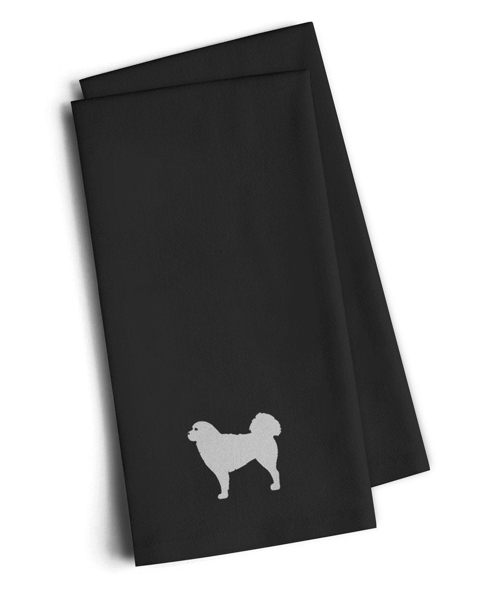 Polish Tatra Sheepdog Black Embroidered Towel Set of 2 Decorative Bathroom Guest Hand Towel for Hand, Face, Tea, Dishcloth, 19 X 25, Black