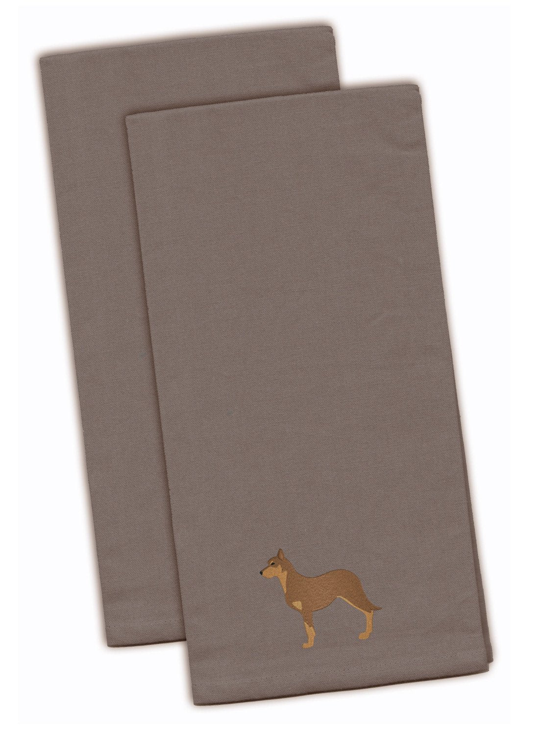 Australian Kelpie Dog Gray Embroidered Towel Set of 2