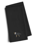 Sheltie/Shetland Sheepdog Black Embroidered Towel Set of 2 Decorative Bathroom Guest Hand Towel for Hand, Face, Tea, Dishcloth, 19 X 25, Black