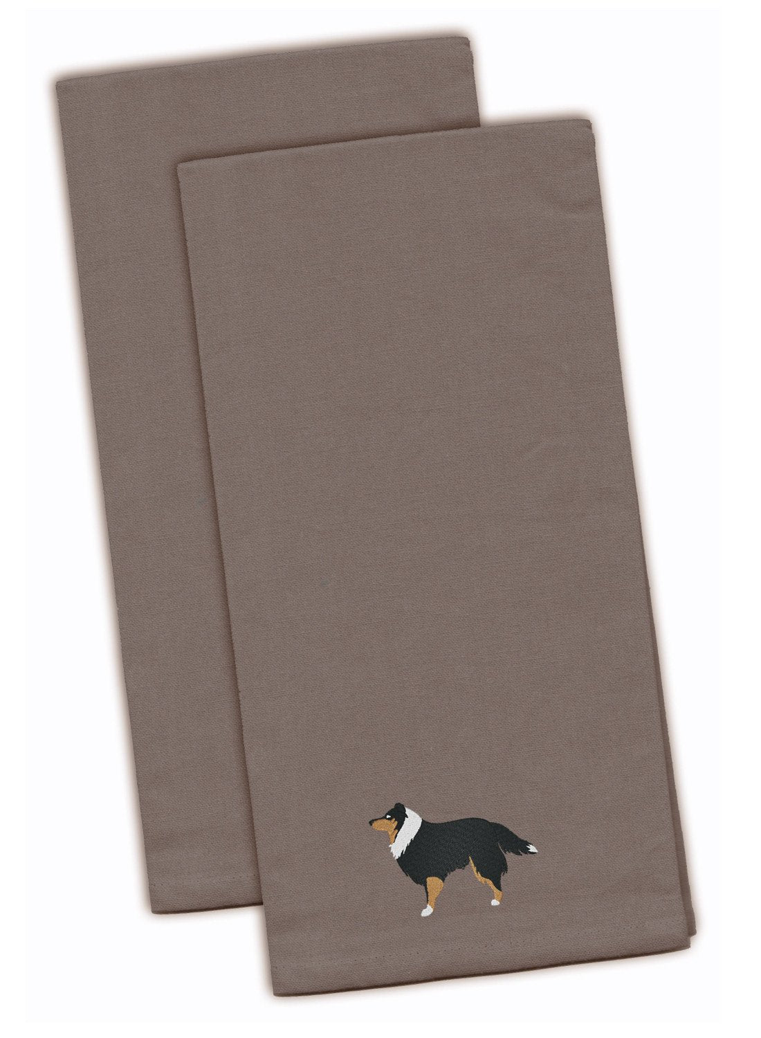 Sheltie/Shetland Sheepdog Gray Embroidered Towel Set of 2