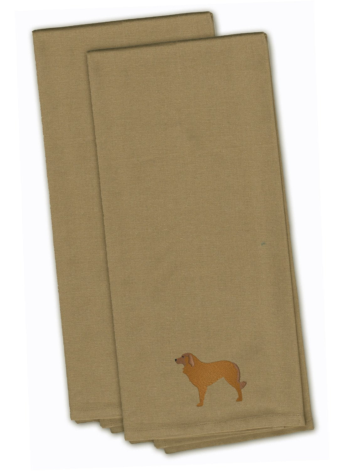 Portuguese Sheepdog Dog Tan Embroidered Towel Set of 2 Decorative Bathroom Guest Hand Towel for Hand, Face, Tea, Dishcloth, 19 X 25, Tan