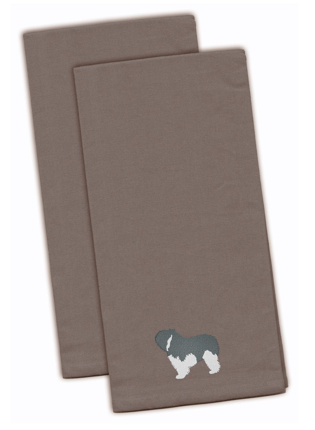 Polish Lowland Sheepdog Dog Gray Embroidered Towel Set of 2