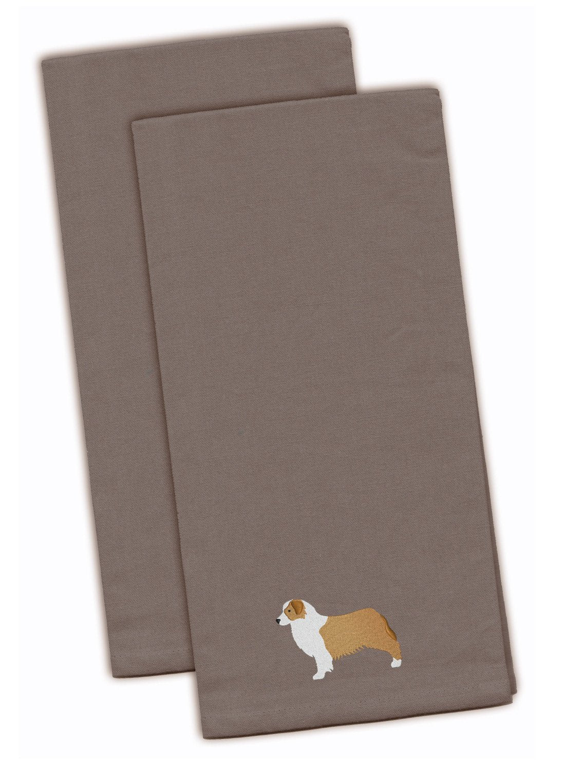 Australian Shepherd Dog Gray Embroidered Towel Set of 2