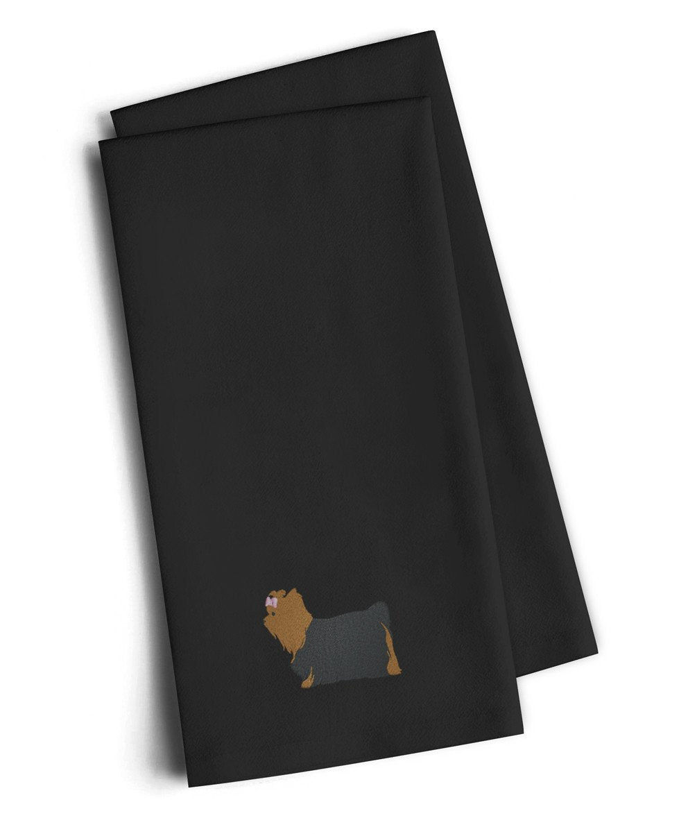 Yorkshire Terrier Yorkie Black Embroidered Towel Set of 2 Decorative Bathroom Guest Hand Towel for Hand, Face, Tea, Dishcloth, 19 X 25, Black